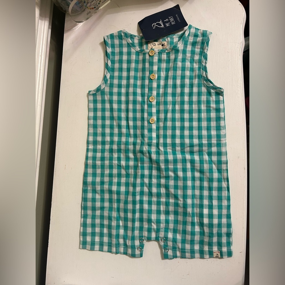 3/$30 Me & Henry Cabin Green Plaid Playsuit Size 18-25 Months New